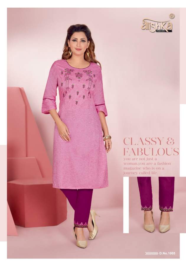 Alishka Senorita Latest Fancy Ethnic Wear Embroidery Kurti With Pant Collection